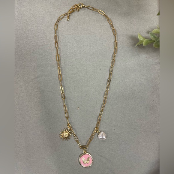 Handmade Gold Charm Paperclip Necklace with Sea Motifs - Picture 2 of 2